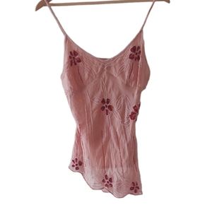Pink silk beaded Miss Me top